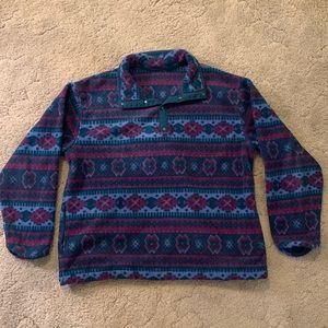 Vintage L.L. Bean Tribal Fleece Button Pullover